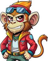 Monkey in a red jacket vector