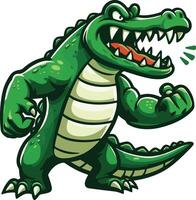 A cartoon alligator with its mouth open and its teeth showing vector