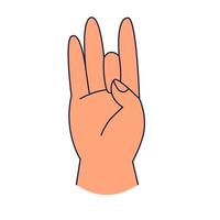 Simple Shuni Mudra hand gesture hasta Sanskrit word for hand in doodle cartoon style isolated on white background vector