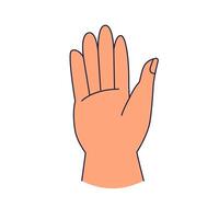 Simple Abhaya Mudra protection hand gesture hasta sanskrit word for hand in cartoon doodle style isolated on white background vector