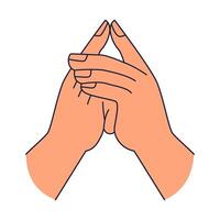 Simple Kshepana Mudra liberation hand gesture hasta sanskrit word for hand in cartoon doodle style isolated on white background vector
