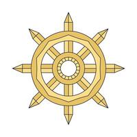 Samsara wheel of life with six spokes symbol of Buddhism in flat doodle style isolated on white background. Cycle of life and death concept vector