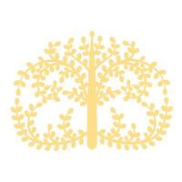 Solid silhouette Bodhi tree, simple yellow tree of life symbol of Buddhism isolated on white background vector
