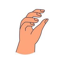 Simple Bhumisparsha Mudra of enlightenment hand gesture for meditation hasta sanskrit word for hand in cartoon doodle style isolated on white background vector