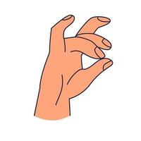 Simple prithvi Mudra hand gesture hasta Sanskrit word for hand in doodle cartoon style isolated on white background vector