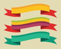 Three colorful ribbons on a beige background vector