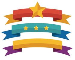 Three colorful ribbons with stars on them vector