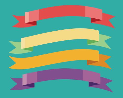 illustration of colorful ribbons on blue background