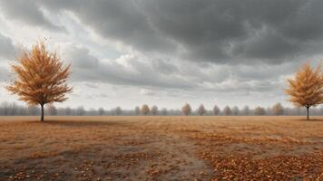 Autumn Field with Distant Trees photo