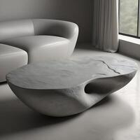 Curved River Rock Table Design photo