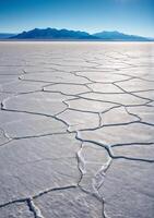 Flat Salt Flats Extending to the Horizon under Bright Sun photo
