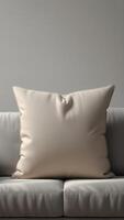 Neutral Toned Pillow on Sofa photo