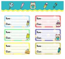 Notebook Label with Stationery Icons vector