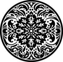 cirlce floral mandala design for coloring books with black and white background vector