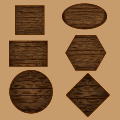 collection of geometric shapes with realistic imitation of wood texture