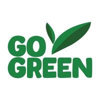 Go Green icon with eco-friendly slogan - green pin with plant leaf and message inside vector