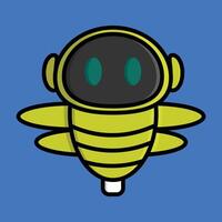 Illustration of a bee robot character. android honey bee vector