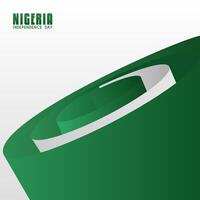 Rolled up flag background. simple design for Nigeria Independence Day vector