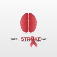 Brain illustration with graduating color and a red ribbon, suitable for a World Stroke Day poster vector
