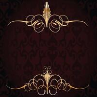 Elegant Gold Filigree Frame with intricate patterns on a dark background vector