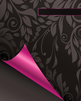 Floral pattern with a purple corner and a black ribbon