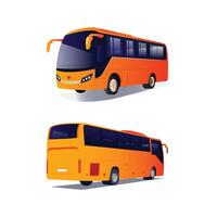 set of bus illustration in two pose, front and back vector