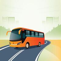 Traveling by bus. Simple flat illustration. front view vector