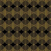 Seamless pattern with overlapping curved golden lines on a black background. Suitable for various creative projects or decorative elements. vector