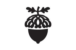 An acorn icon in black on a white background vector