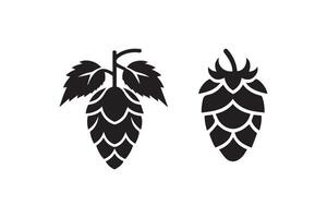 Two black and white hop cones on a white background vector