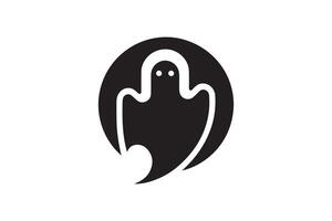 A ghost is shown in a black and white logo vector