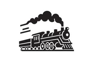 A black and white image of a train with smoke coming out of it vector