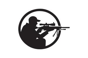 A silhouette of a man with a rifle and scope vector