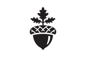 An acorn with leaves and an oak leaf on it vector