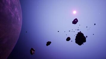 a large cluster of asteroids near an unknown planet video