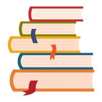 Stack of books with bookmarks vector