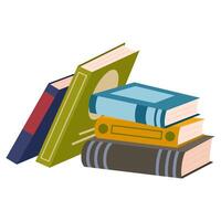 Different colored books stand and lie vector