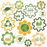 Gears with elements of ecology vector
