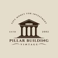 pillar building for bank logo vintage illustration template icon graphic design. architecture ancient sign or symbol for business or company with retro typography style vector
