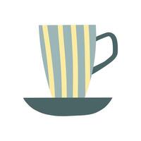 Modern striped cup with a minimalist design in soft green and yellow tones. Ideal for kitchenware, home decor, and drinkware enthusiasts looking for a stylish touch vector