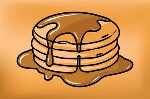 A stack of pancakes with syrup on top vector