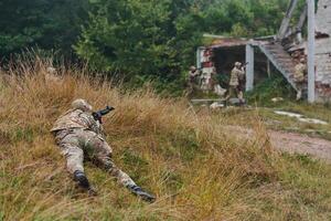 In a high stakes mission, a specialized military unit executes a tactical operation to secure a dangerous house where terrorists are believed to be hiding, showcasing precision and coordinated photo