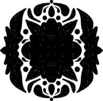A black and white design with a circular pattern vector
