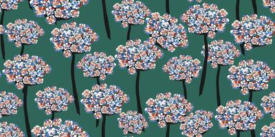 A pattern with flowers on a green background vector