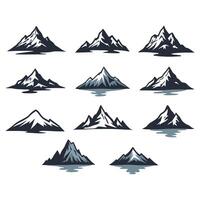 Mountain icons set with different types of mountains vector