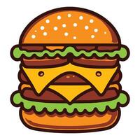 A hamburger with cheese and lettuce on it vector