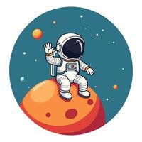 Astronaut on the moon with hand up vector