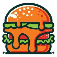 A hamburger with cheese and sauce on it vector