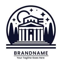 The logo for a building with a tree in the background vector