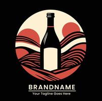 A wine bottle with a red label on it vector